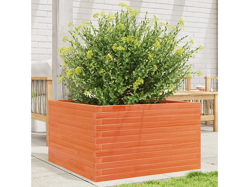 Jardinière cire marron 80x80x45,5 cm bois de pin massif