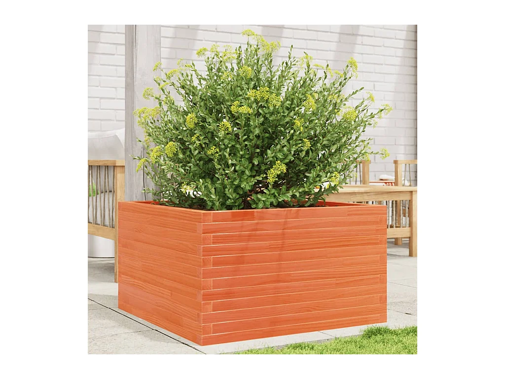 Fioriera Giardino Marrone Cera 80x80x45,5cm Legno Massello Pino