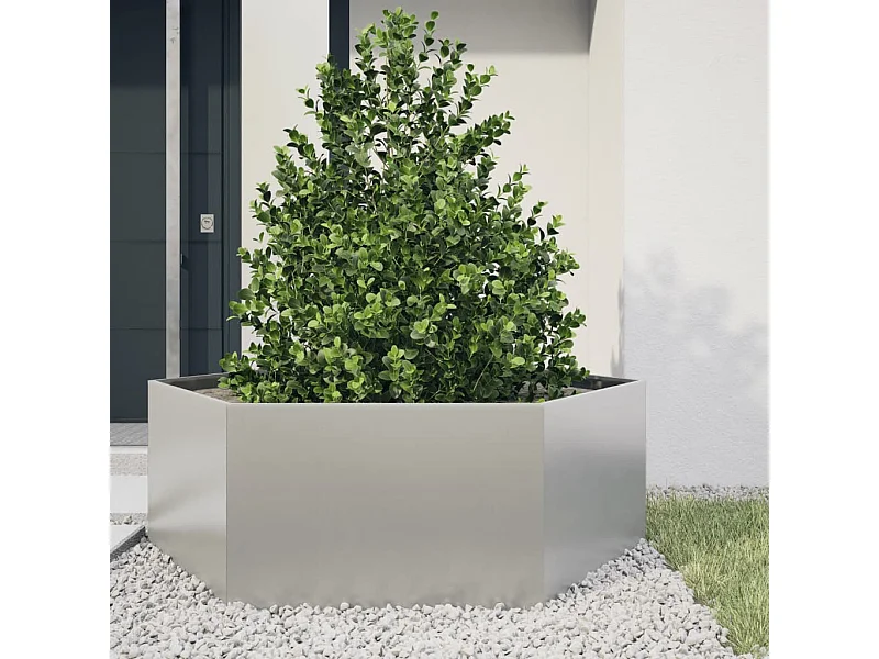 Vaso/floreira de jardim hexagonal 138x120x45 cm aço inoxidável