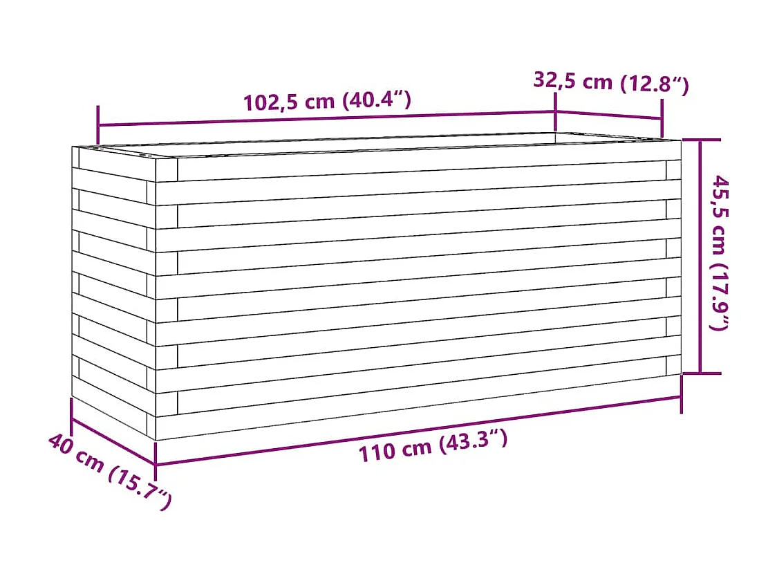 Jardinière blanc 110x40x45,5 cm bois de pin massif