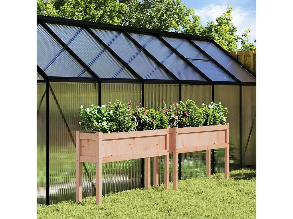 Jardinières 2 pcs avec pieds bois massif douglas