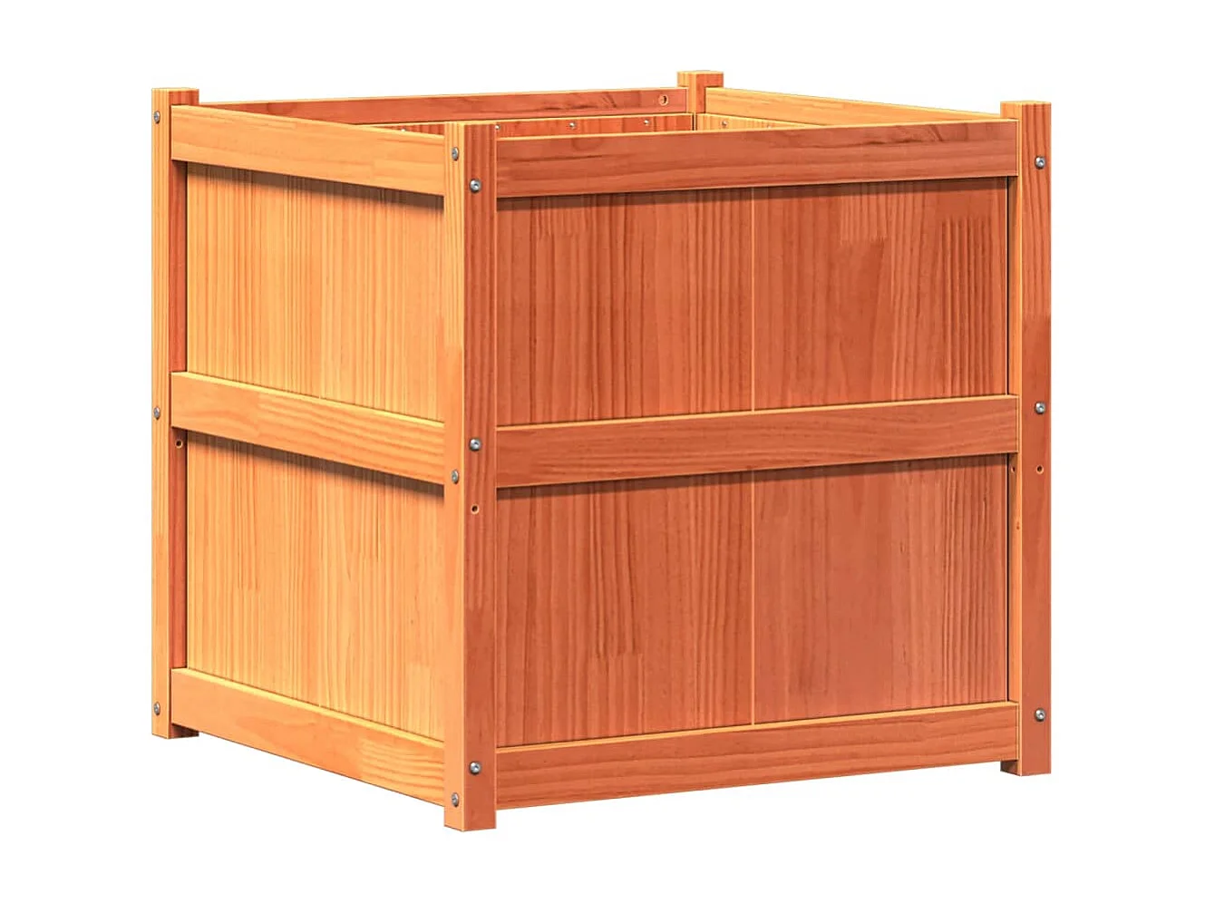 Jardinière cire marron 70x70x70 cm bois de pin massif