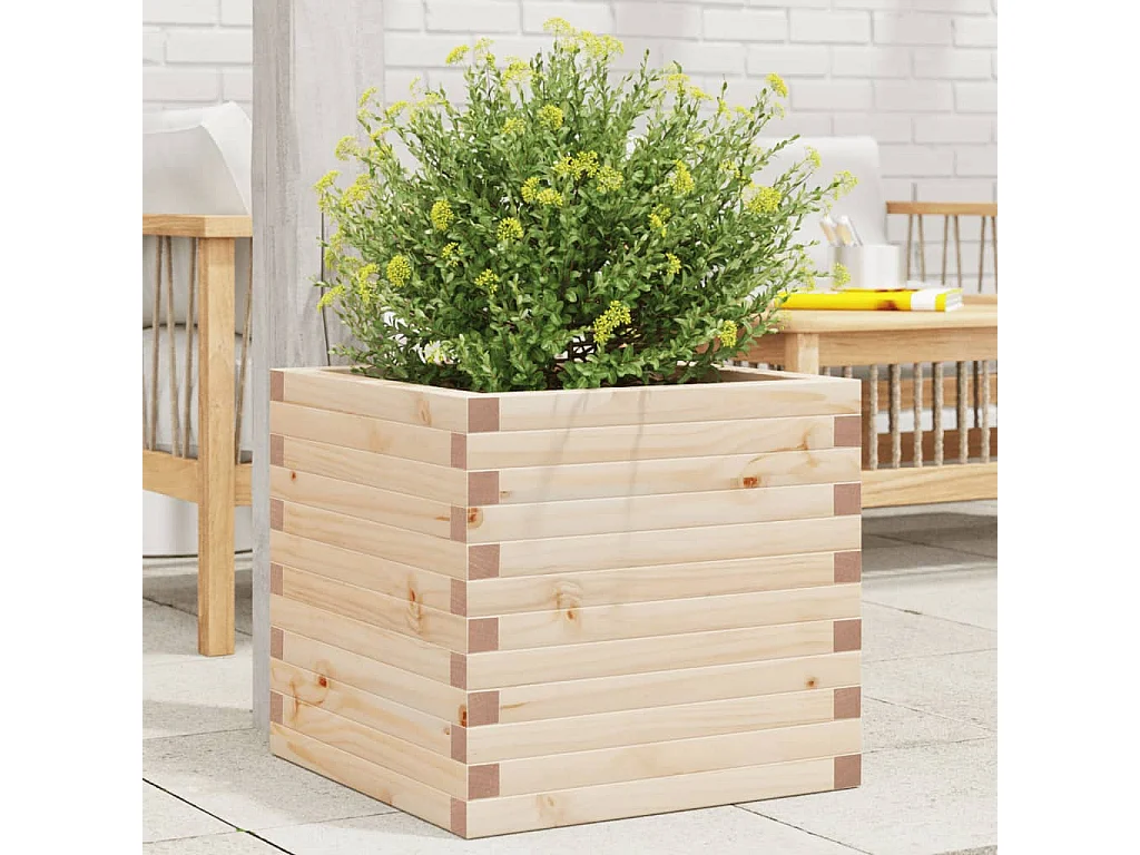 Fioriera da Giardino 50x50x46 cm in Legno Massello di Pino