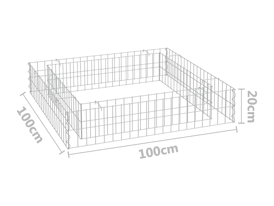 Gabionen-Hochbeet Verzinkter Stahl 100x100x20 cm