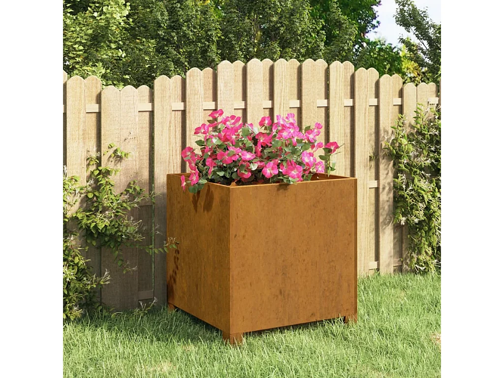 Vaso/floreira com pernas 42x40x43 cm aço corten cor enferrujado