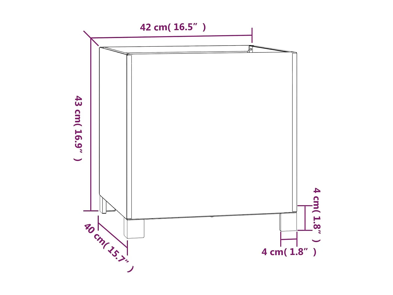 Vaso/floreira com pernas 42x40x43 cm aço corten cor enferrujado