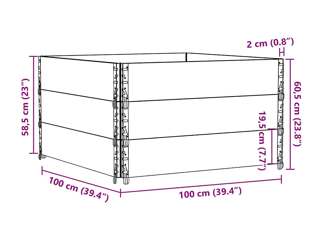 Fioriera da Giardino 100x100 cm in Legno Massello di Pino