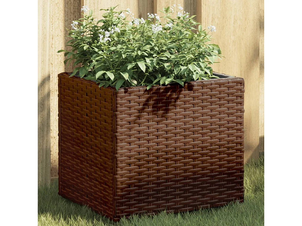 Jardinières 2 pcs marron 36x30x32 cm résine tressée