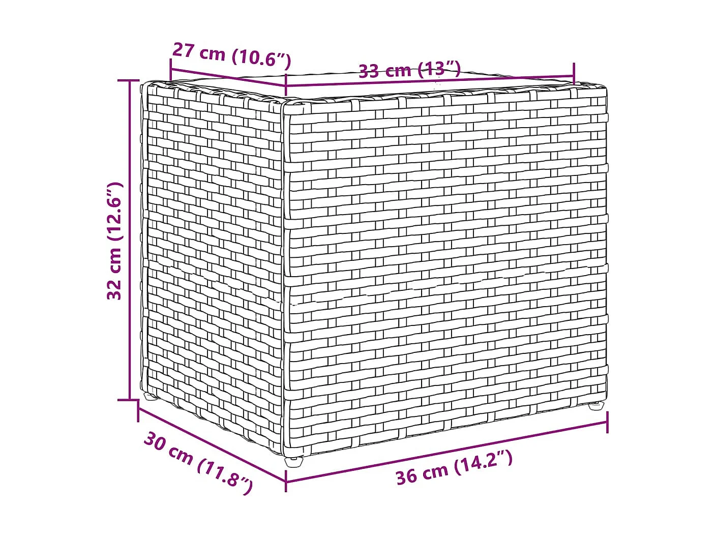 Jardinières 2 pcs marron 36x30x32 cm résine tressée