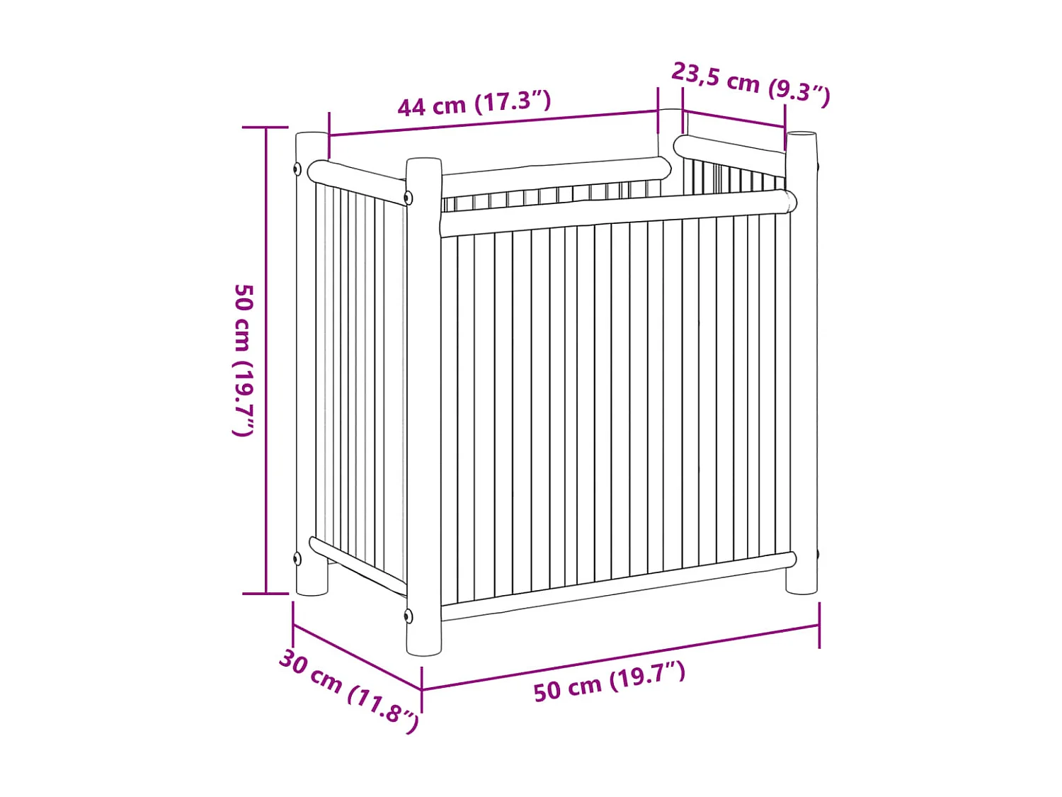 Pflanzkübel 50x30x50 cm Bambus