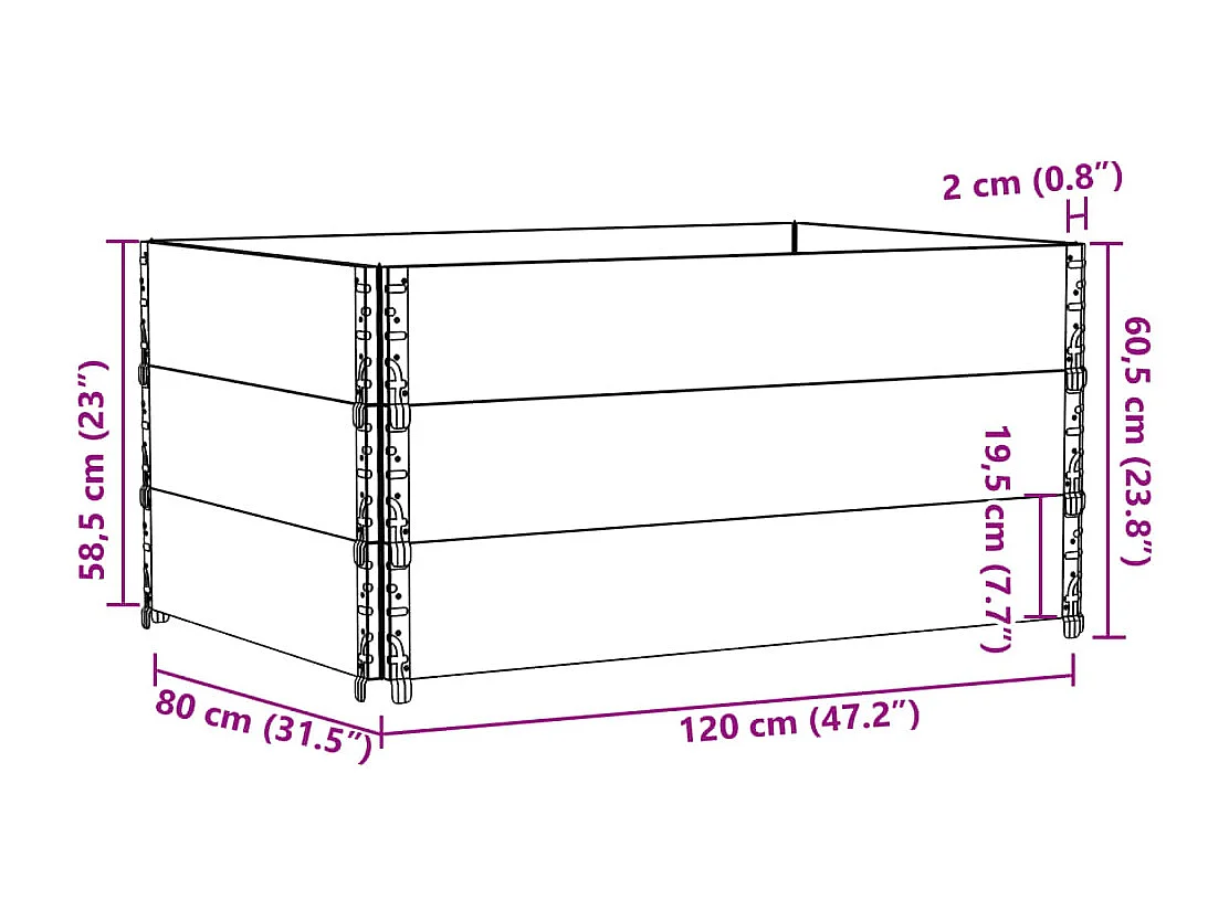Pflanzkasten Grau 120x80 cm Massivholz Kiefer