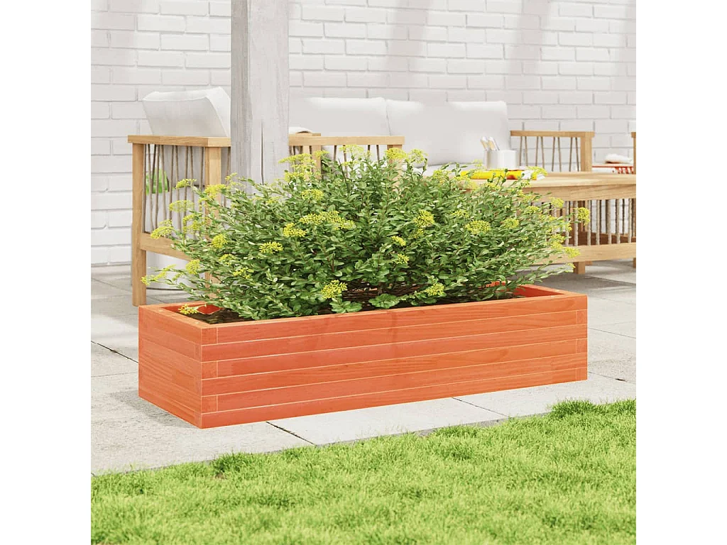 Jardinière cire marron 110x40x23 cm bois de pin massif