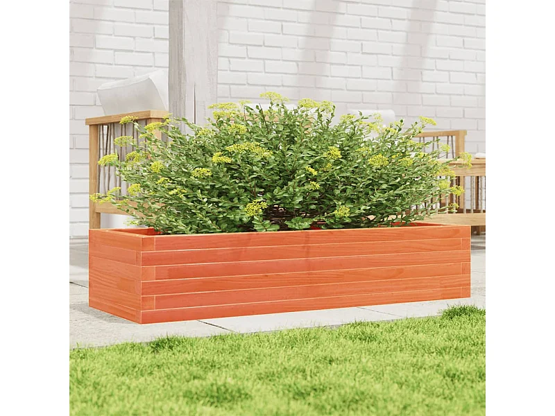 Jardinière cire marron 110x40x23 cm bois de pin massif