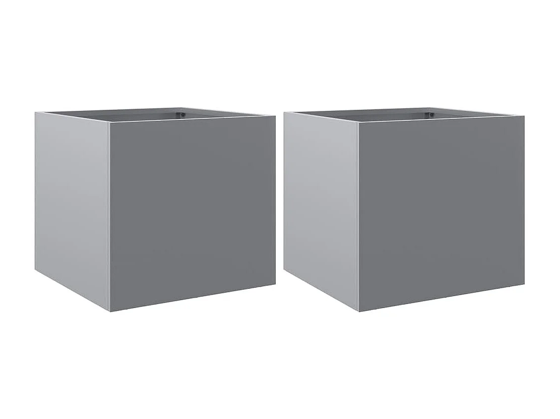 Fioriere 2pz Argento 32x30x29 cm in Acciaio Zincato