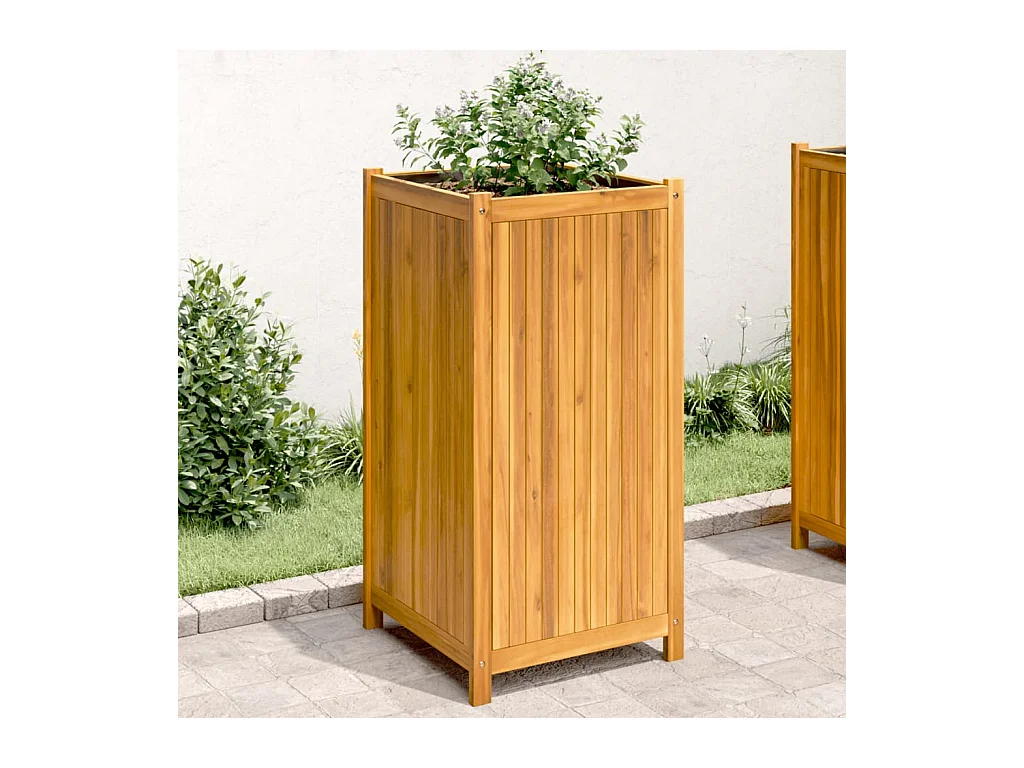 Fioriera Giardino con Rivestimento 50x50x100 cm Massello Acacia
