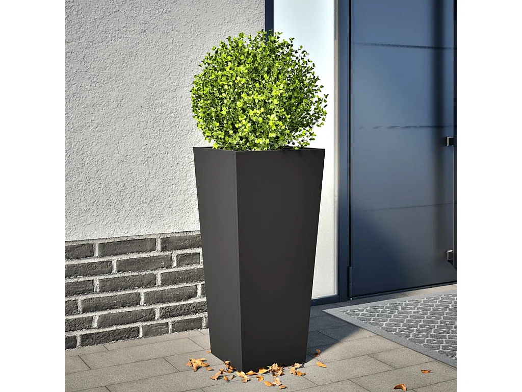 Pflanzkübel Schwarz 35x35x75 cm Stahl