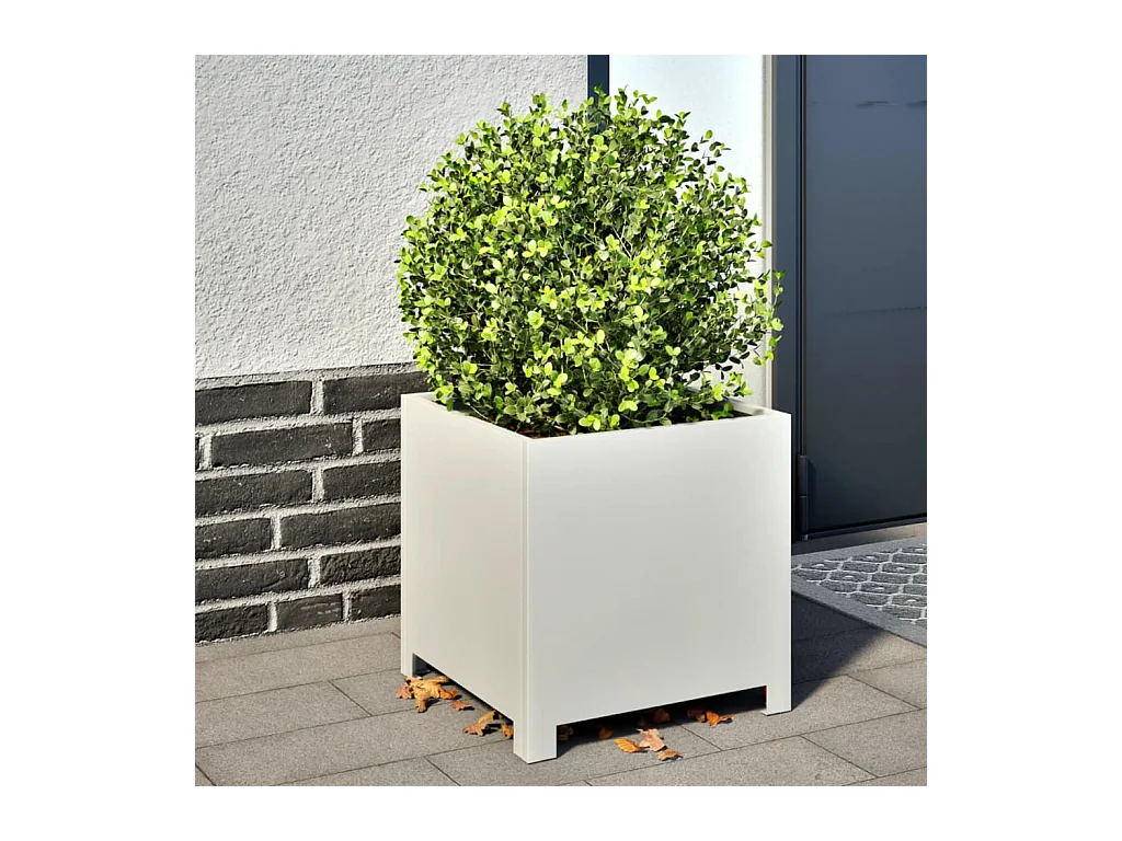 Jardinières 2 pcs blanc 40x40x40 cm acier