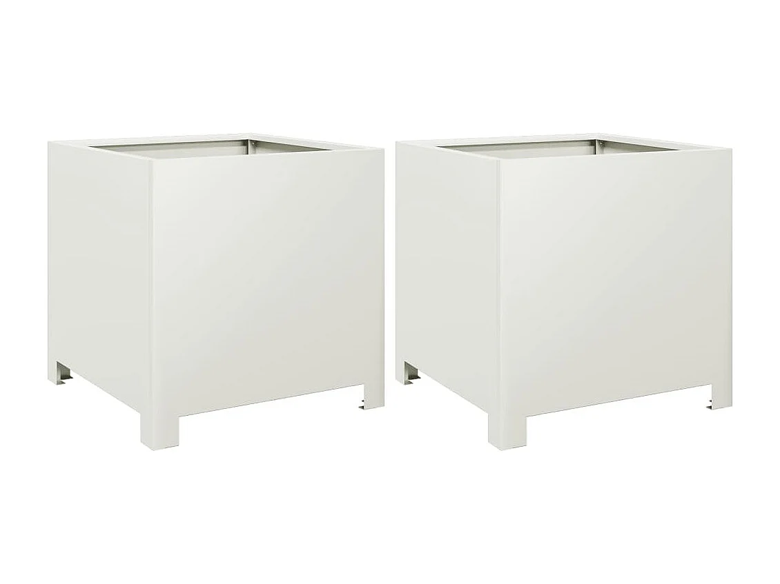 Jardinières 2 pcs blanc 40x40x40 cm acier