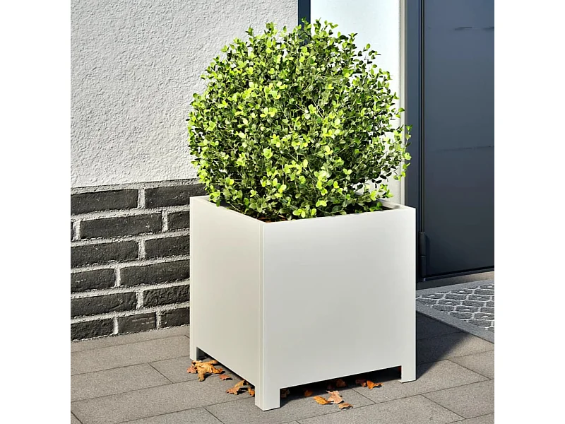 Jardinières 2 pcs blanc 40x40x40 cm acier