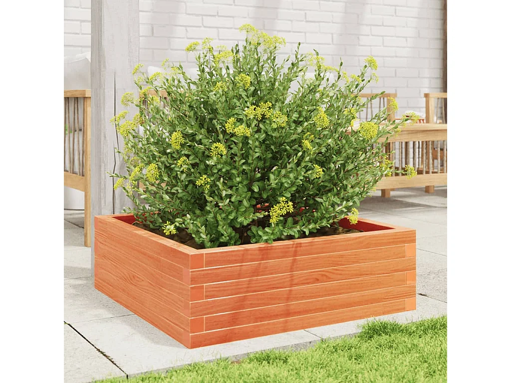 Jardinière cire marron 70x70x23 cm bois de pin massif