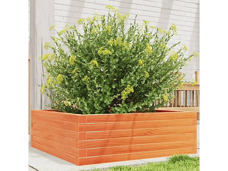 Fioriera Giardino Marrone Cera 70x70x23 cm Legno Massello Pino