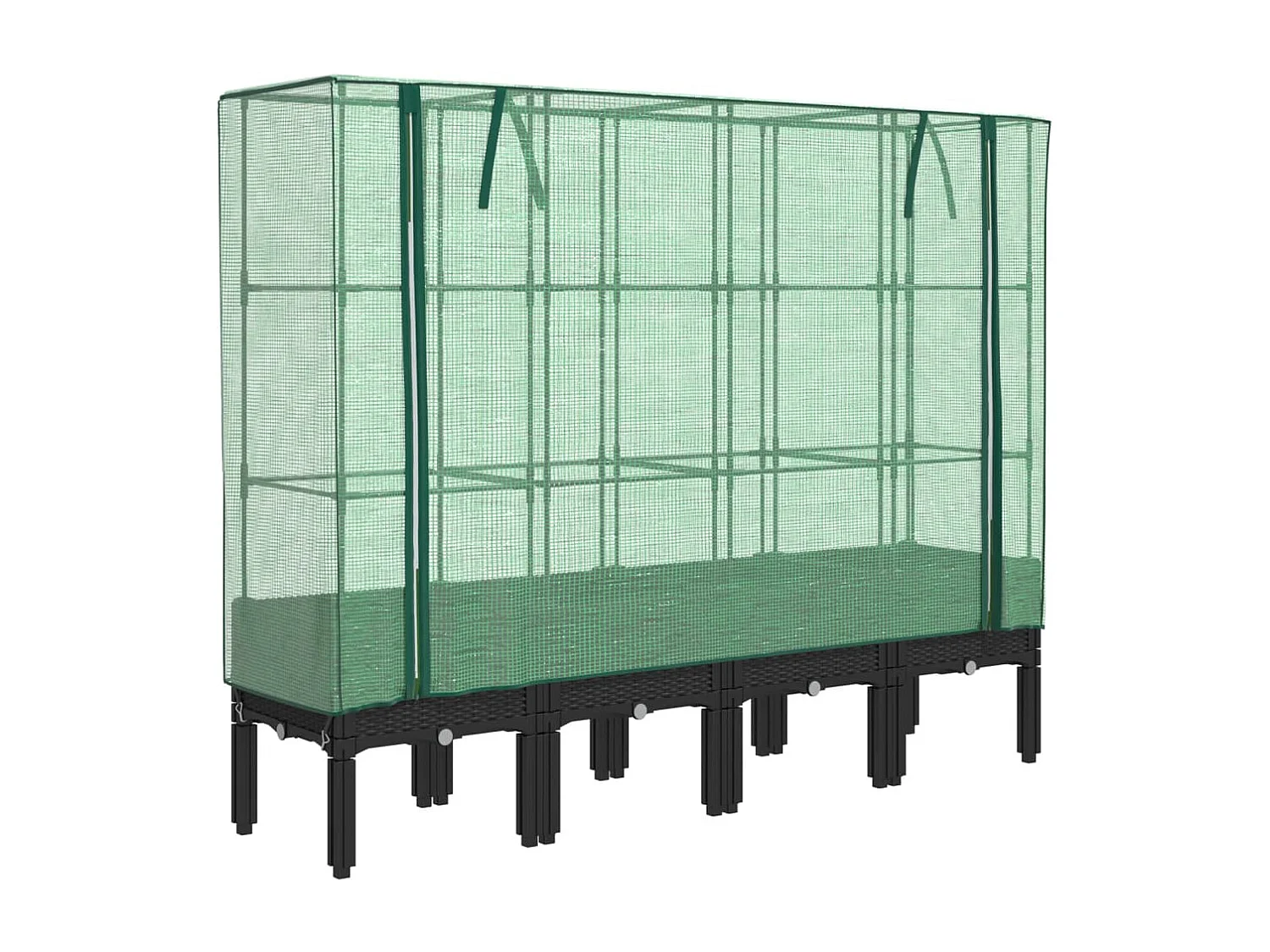 Letto Rialzato con Copertura Serra Effetto Rattan 160x40x140 cm