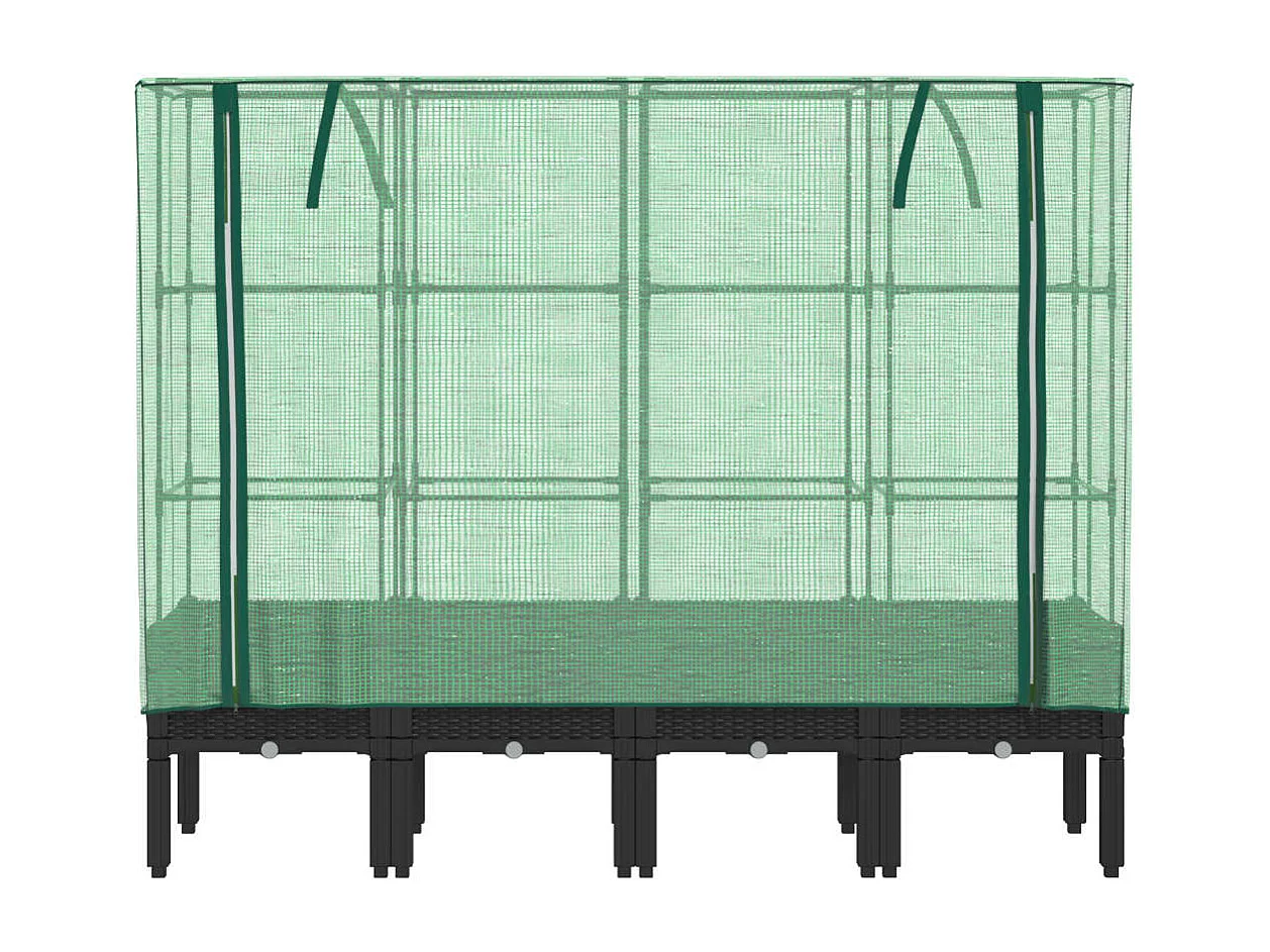 Letto Rialzato con Copertura Serra Effetto Rattan 160x40x140 cm