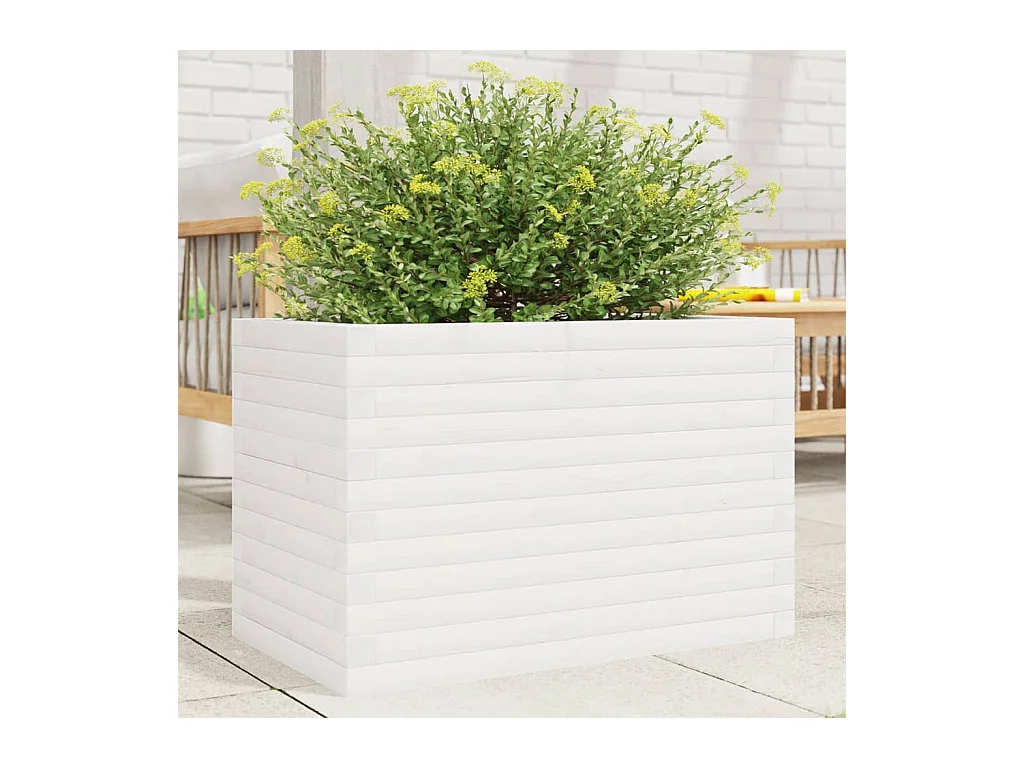 Fioriera da Giardino Bianca 70x40x46 cm Legno Massello di Pino