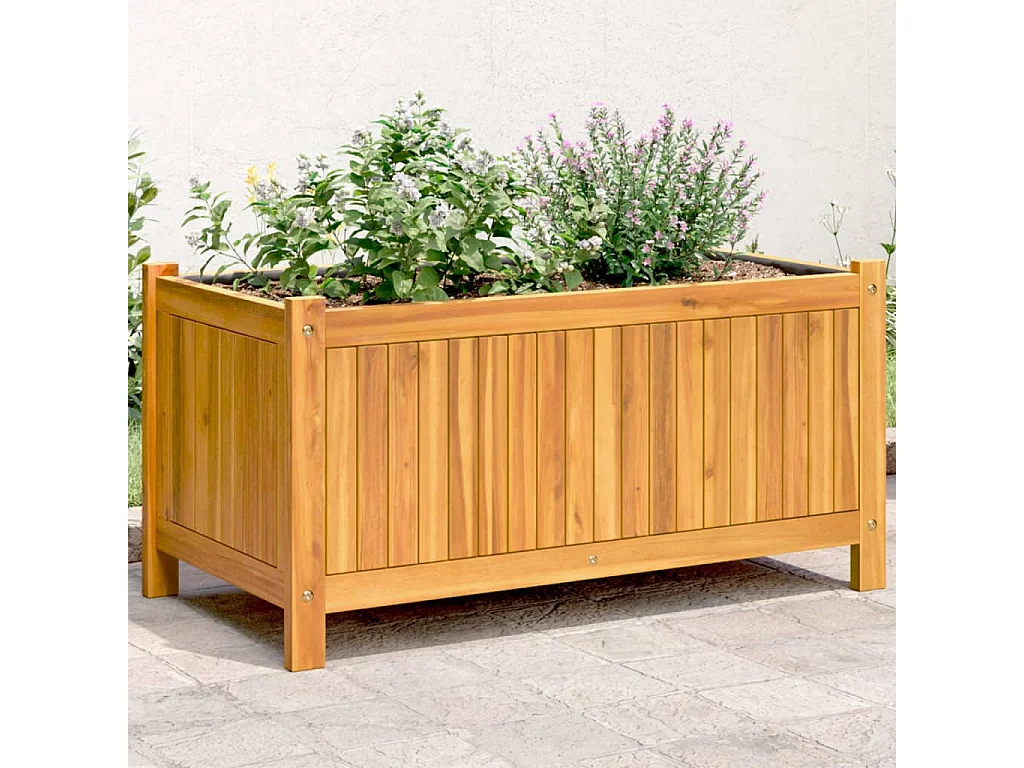 Jardinière avec doublure 80x42x40 cm bois massif d'acacia