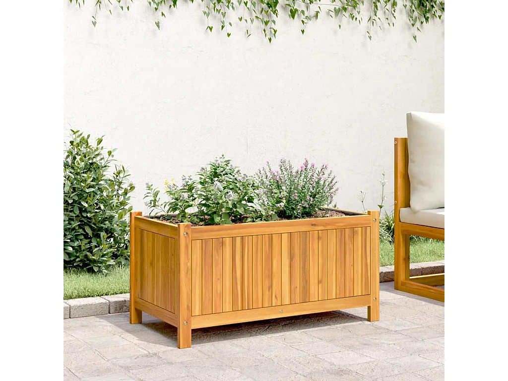 Jardinière avec doublure 80x42x40 cm bois massif d'acacia
