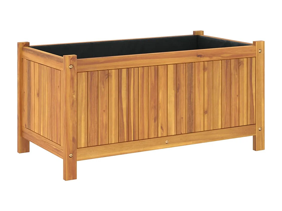 Jardinière avec doublure 80x42x40 cm bois massif d'acacia