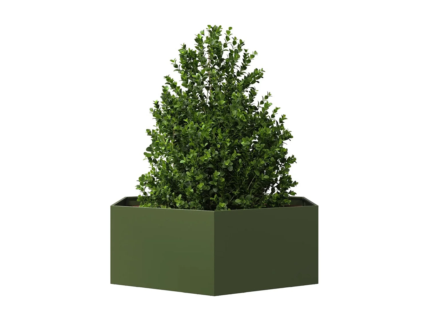 Jardinière vert olive hexagone 138x120x45 cm acier
