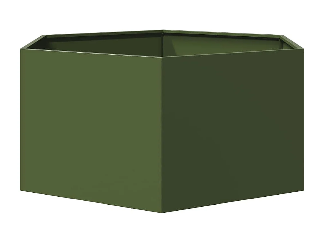 Jardinière vert olive hexagone 104x90x45 cm acier