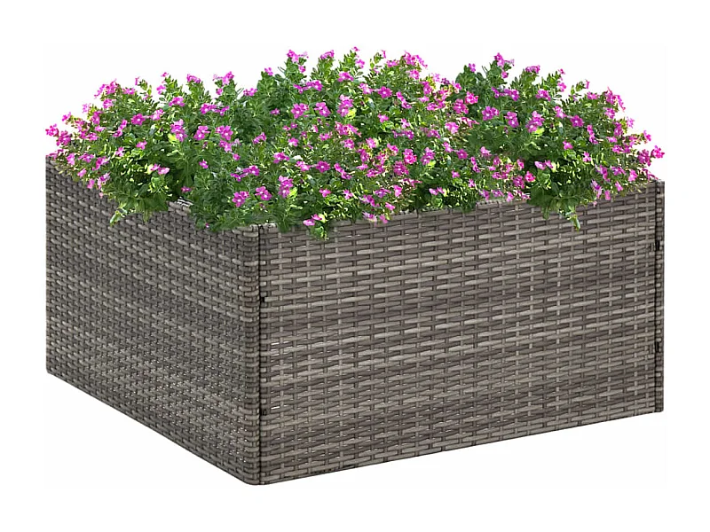 Jardinera ratán sintético gris 80x80x40 cm