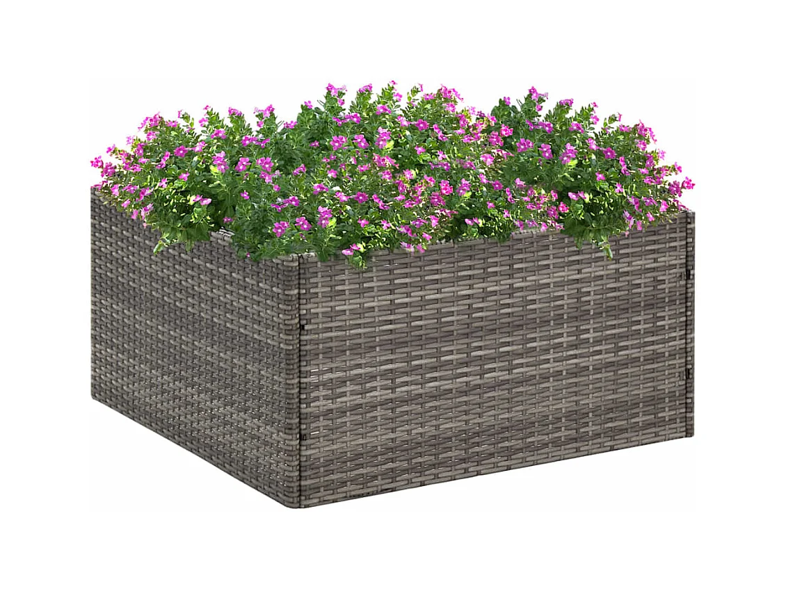Plantenbak 80x80x40 cm poly rattan grijs