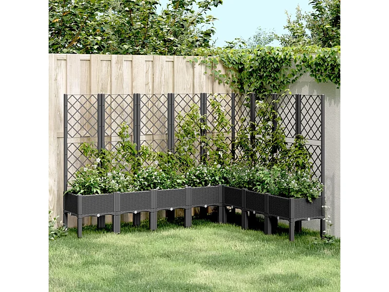 Jardinière avec treillis noir 200x160x142 cm PP