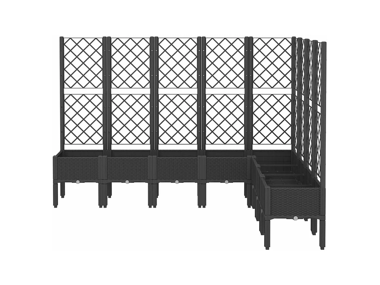 Plantenbak met latwerk 200x160x142 cm polypropeen zwart