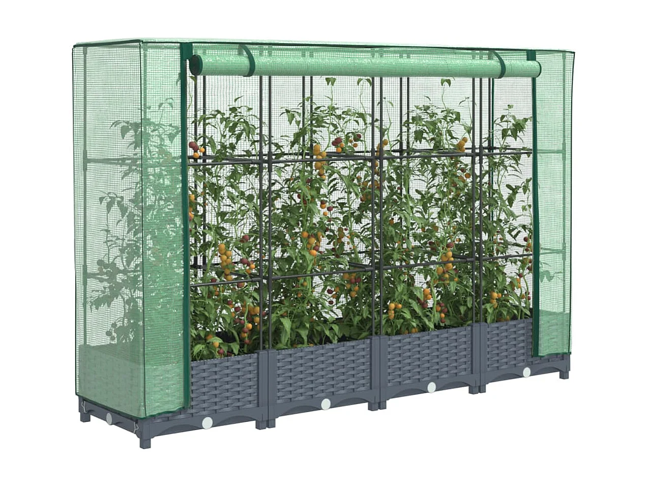 Hochbeet mit Gewächshaus-Aufsatz Rattan-Optik 160x40x123 cm