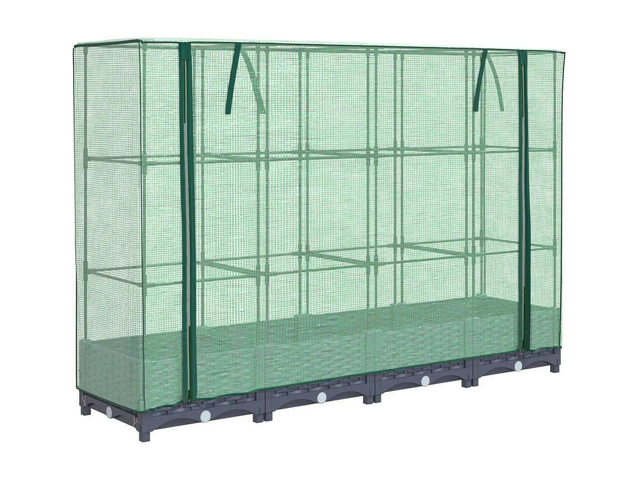 Hochbeet mit Gewächshaus-Aufsatz Rattan-Optik 160x40x123 cm