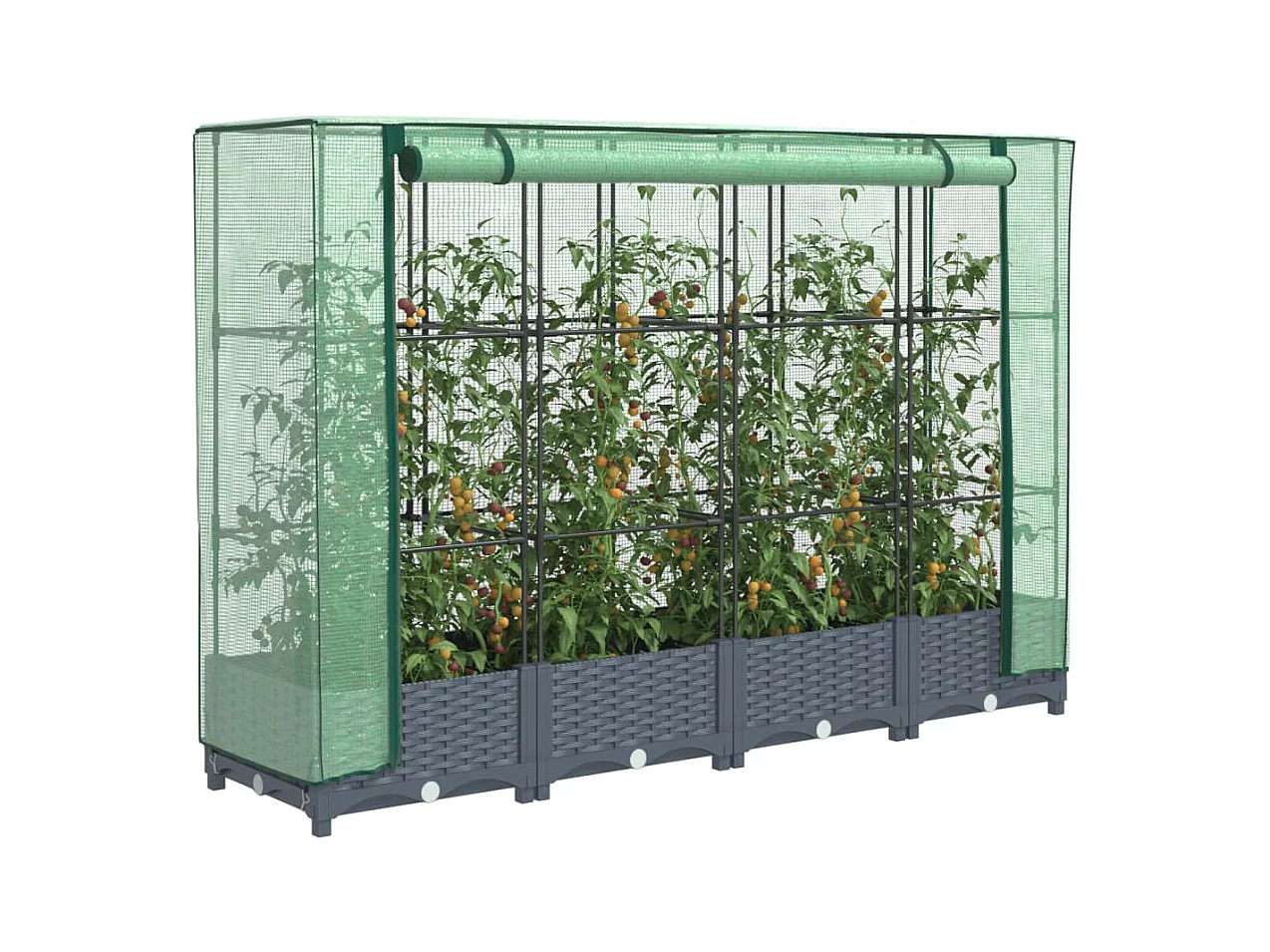 Hochbeet mit Gewächshaus-Aufsatz Rattan-Optik 160x40x123 cm