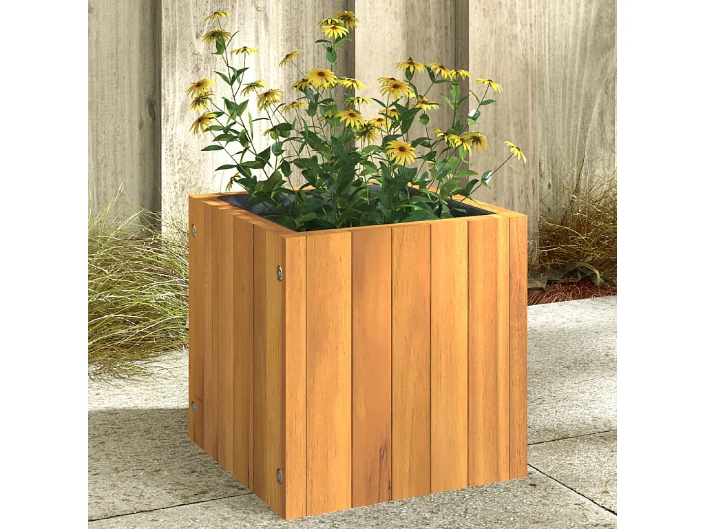 Jardinière 25x25x25 cm bois massif d'acacia
