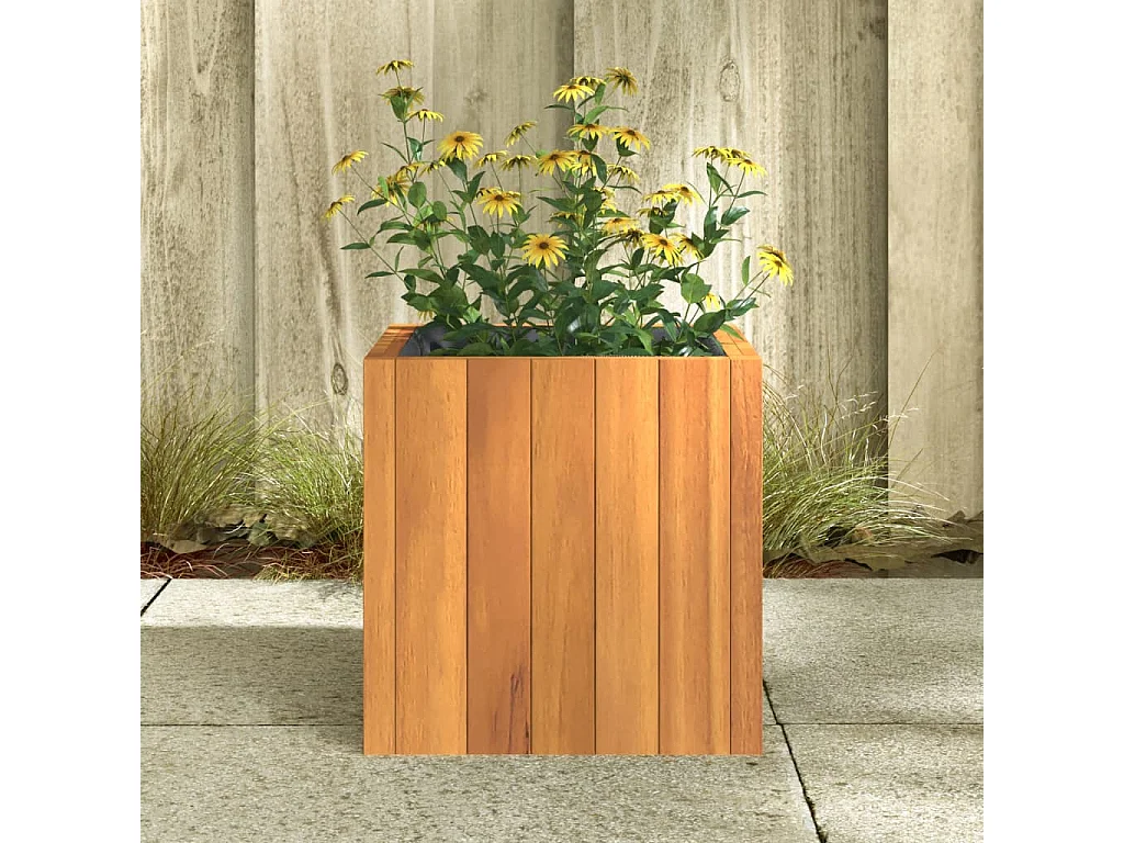 Jardinière 25x25x25 cm bois massif d'acacia