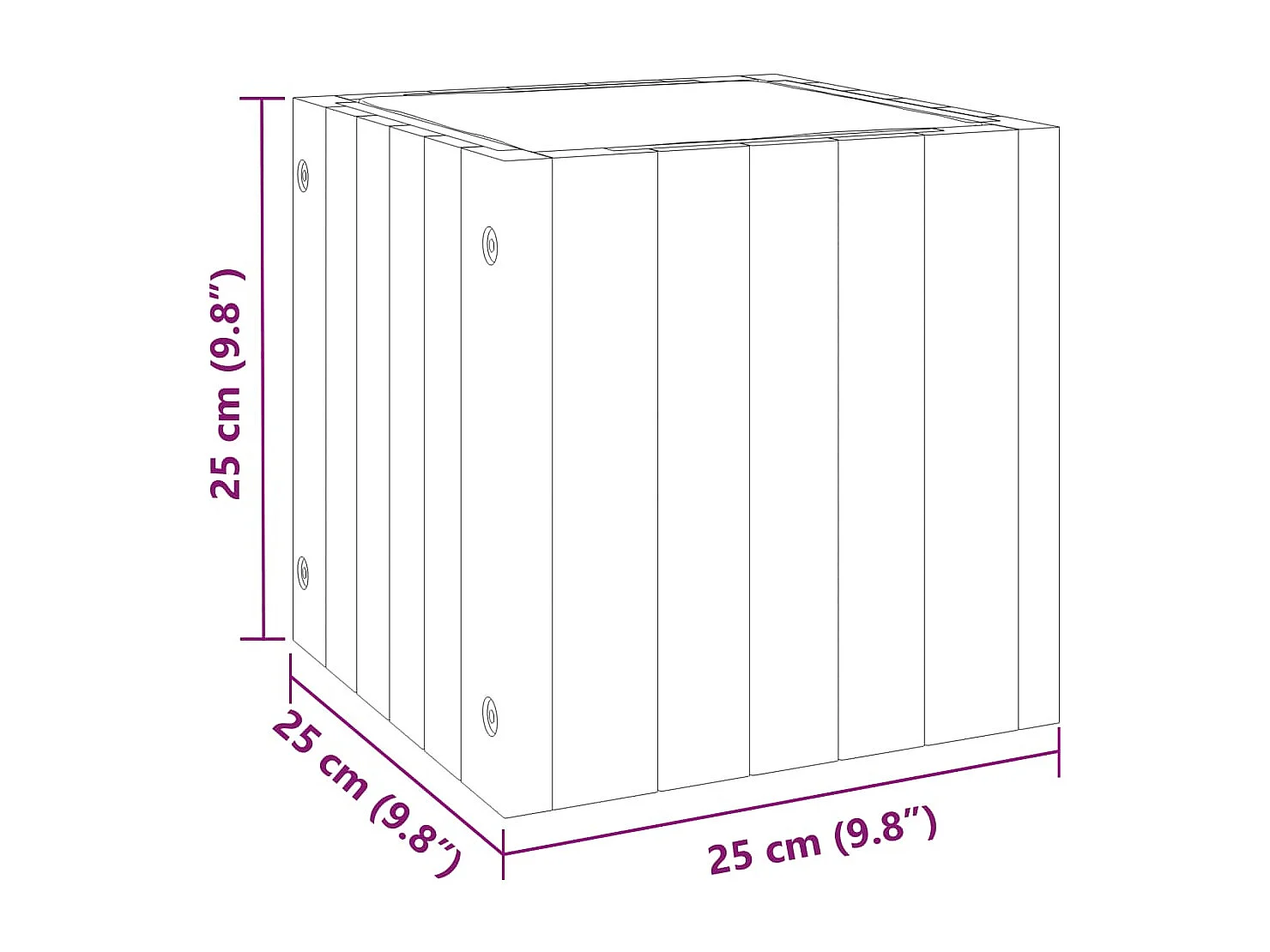 Jardinière 25x25x25 cm bois massif d'acacia