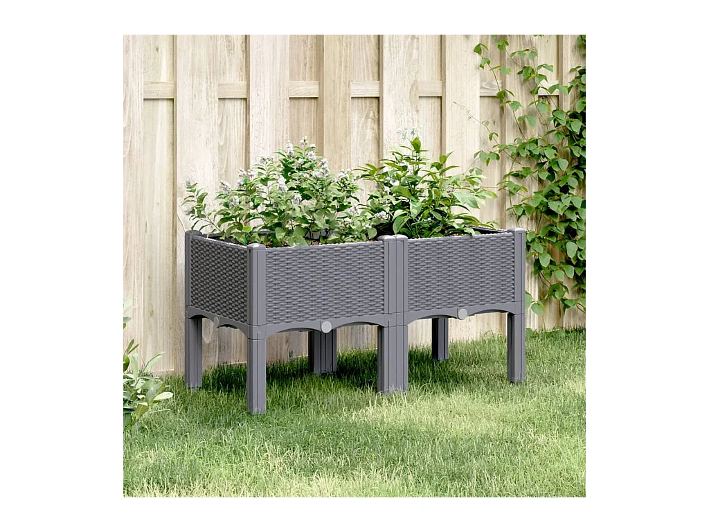 Fioriera da Giardino con Gambe Grigio Blu 80x40x42 cm in PP