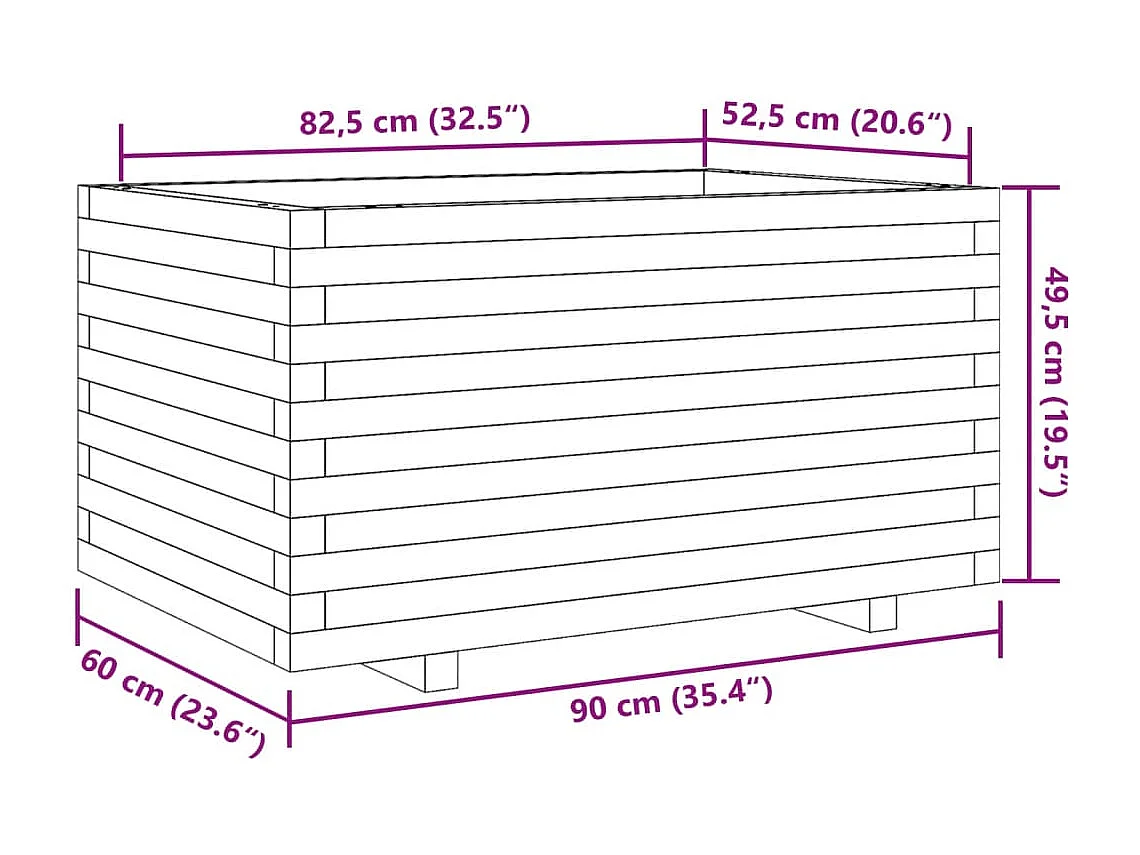 Jardinière blanc 90x60x49,5 cm bois de pin massif