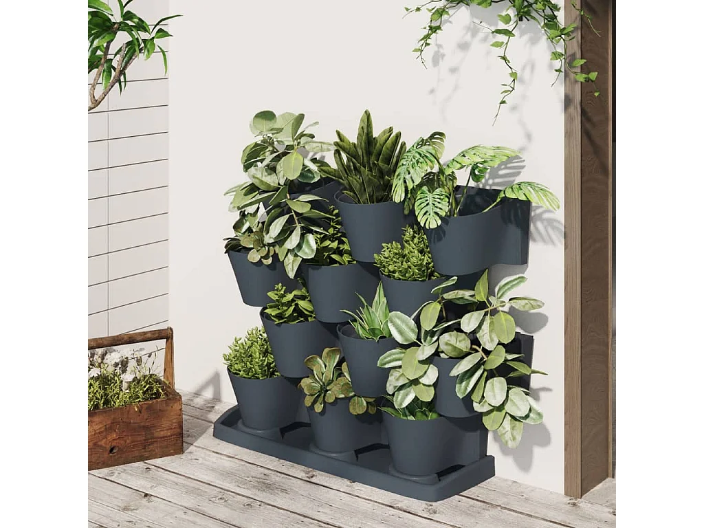 Set de plantas jardín vertical 12 uds polipropileno antracita