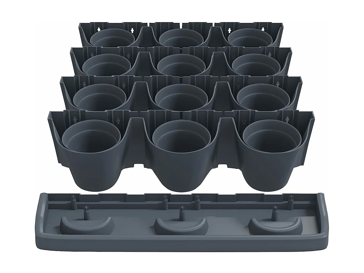Set de plantas jardín vertical 12 uds polipropileno antracita