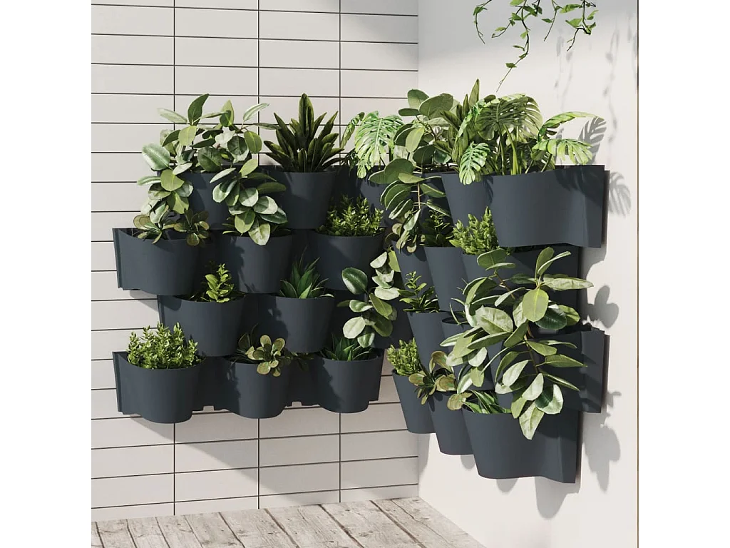 Set de plantas jardín vertical 12 uds polipropileno antracita