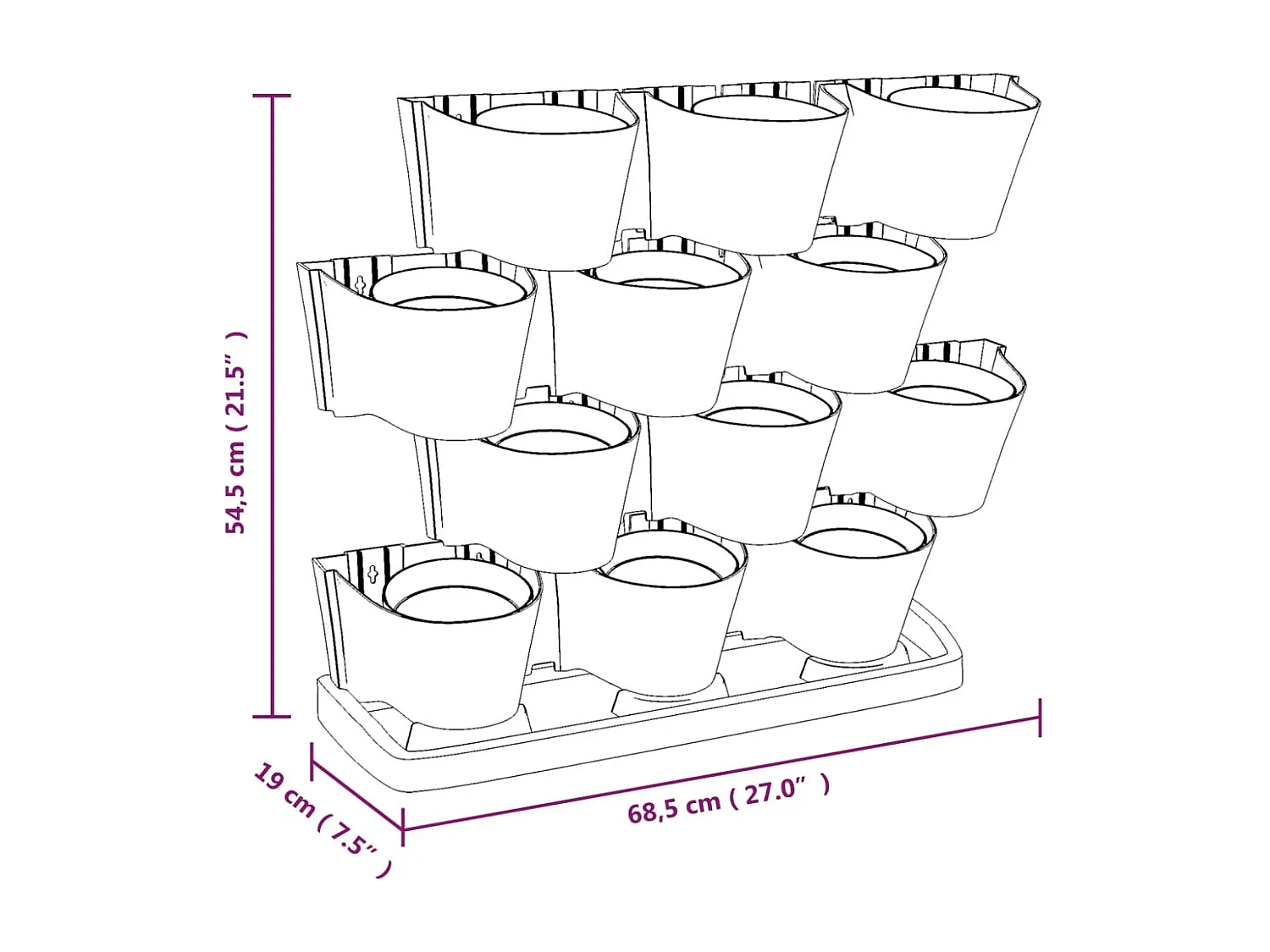 Set de plantas jardín vertical 12 uds polipropileno antracita