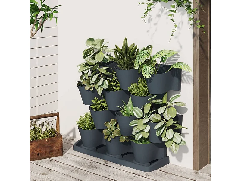 Set de plantas jardín vertical 12 uds polipropileno antracita